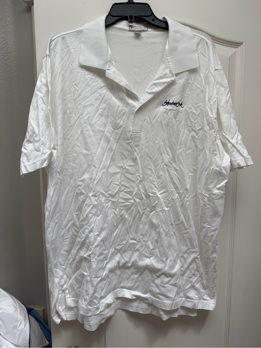 Peter Millar White Polo with Navy Script Logo